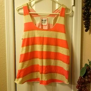 Pacsun coral and gold striped tank top